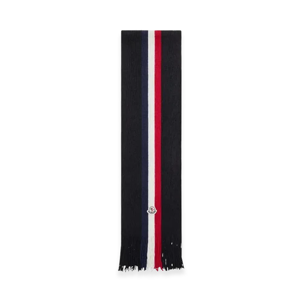 MONCLER Tricolour Wool Scarf "Black"