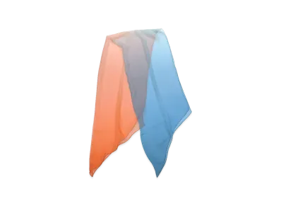 Hermes Mousseline Sunrise Stole Muffler "Bleu Lac/Corail"