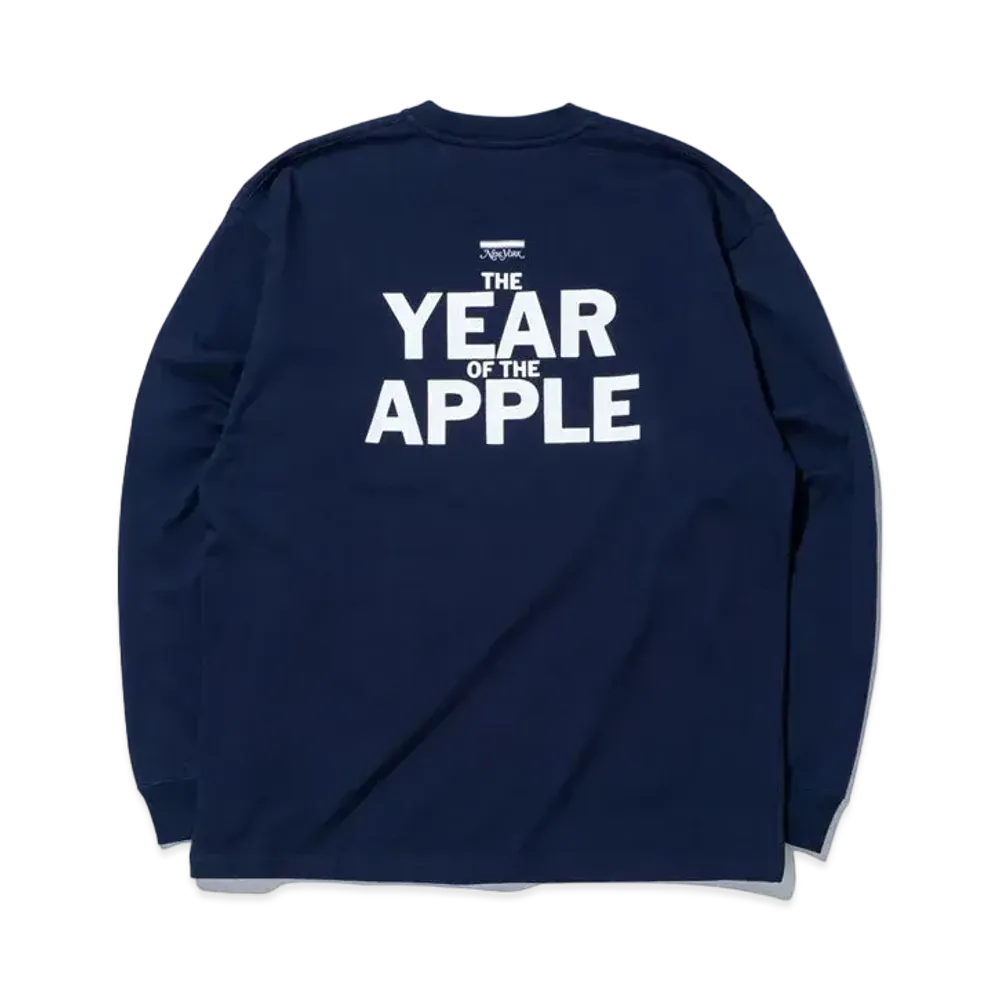 NEW ERA New York Magazine Long Sleeve Oversized Cotton T-shirt Apple"Navy"