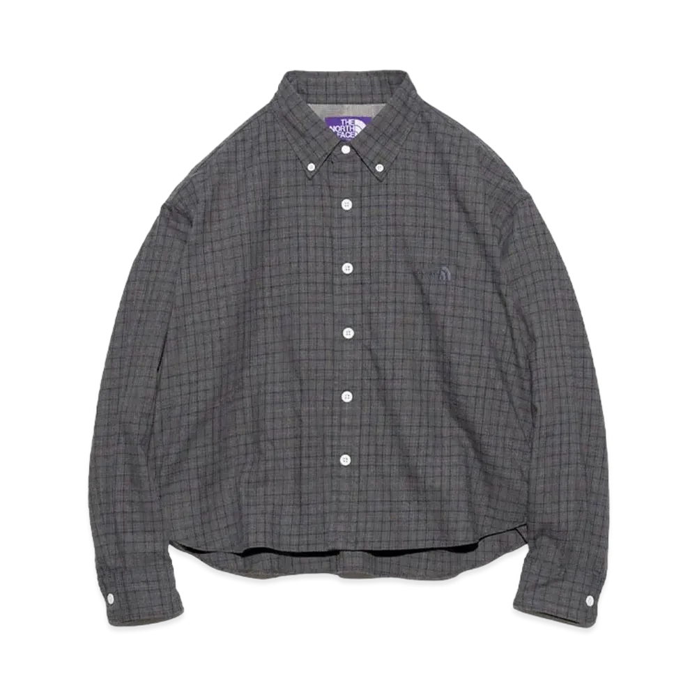 The North Face PURPLE LABEL Button Down Tattersall Field Cropped Shirt "Asphalt Gray"