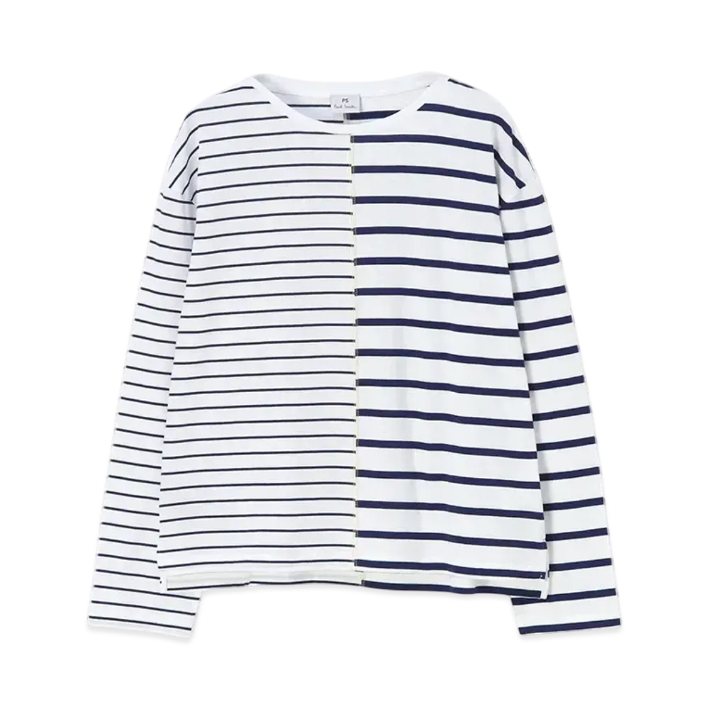 Paul Smith Women's Relaxed Border Long Sleeve T-Shirt "White"