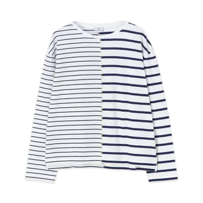 Paul Smith Women's Relaxed Border Long Sleeve T-Shirt "White"