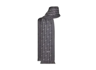 Dior CD Icon Striped Scarf Wool "Anthracite Gray"