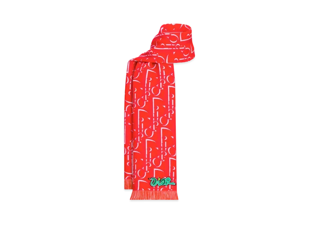 Dior x KAWS Scarf Wool "Vermilion Red/White"