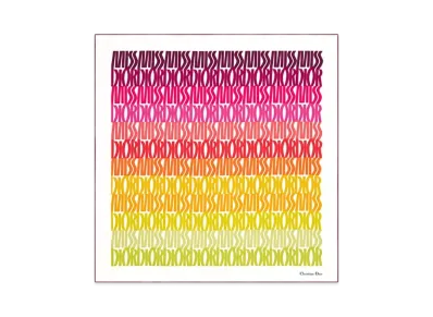 Dior Miss Dior Allover 90 Square Scarf Silk Twill "White Multicolor"