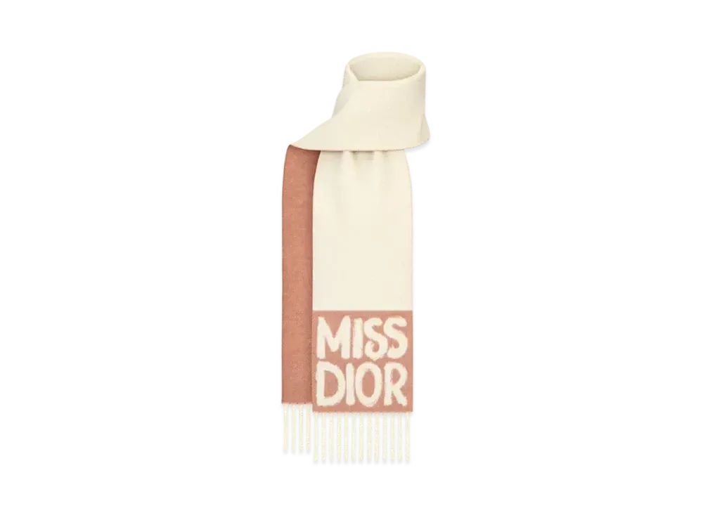 Dior Miss Dior Graffiti Scarf Cashmere "Ivory/Pink"