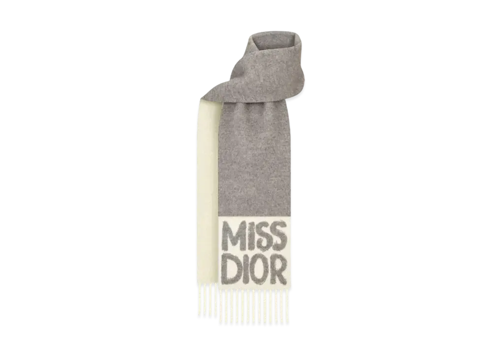 Dior Miss Dior Graffiti Scarf Cashmere "Gray/Ivory"