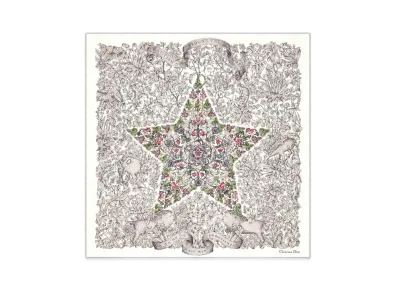 Dior Around the World 90 Square Scarf Silk Twill "Pink/Multi Color"