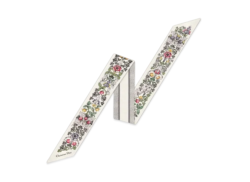 Dior Around the World Mitzah Scarf Silk Twill "Ivory/Multi Color"