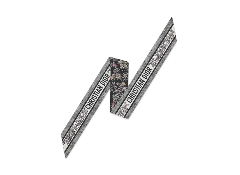Dior Millefiori Mitzah Scarf Silk Twill "Black/White/Multicolor"