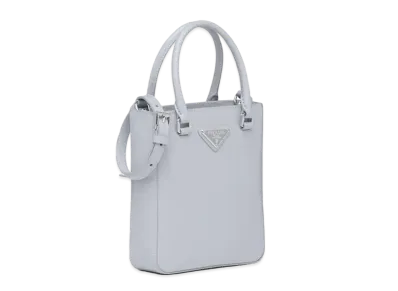PRADA Small Brushed Leather Tote Bag "Blue"