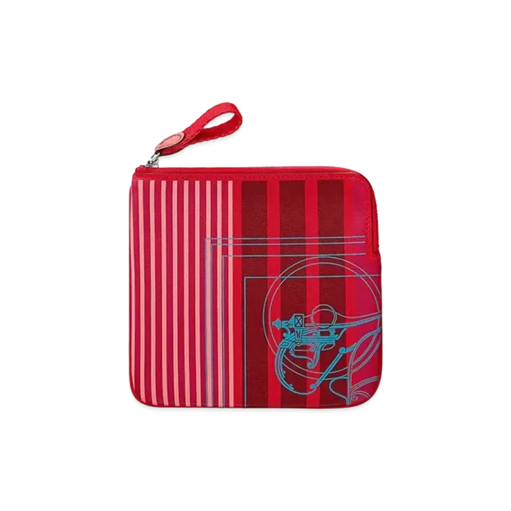 Hermes Carre Pocket Pouch "Rouge De Coeur/Blue Frida/Rouge De Coeur"