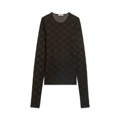 AMI PARIS Long Sleeve Fluid Top "Black/Dark Coffee"