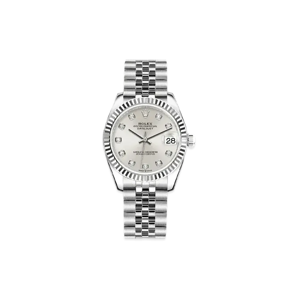 ROLEX Datejust 31 Oyster 31mm 10P Diamonds "Silver/Oyster Steel/White Gold"
