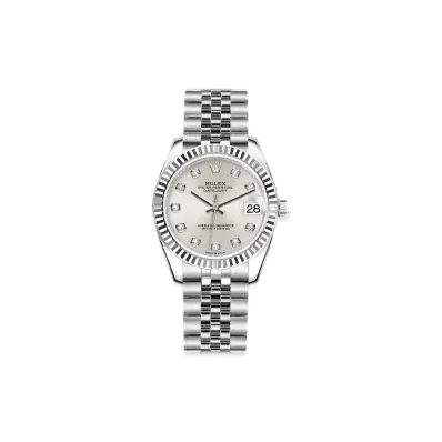 ROLEX Datejust 31 Oyster 31mm 10P Diamonds "Silver/Oyster Steel/White Gold"