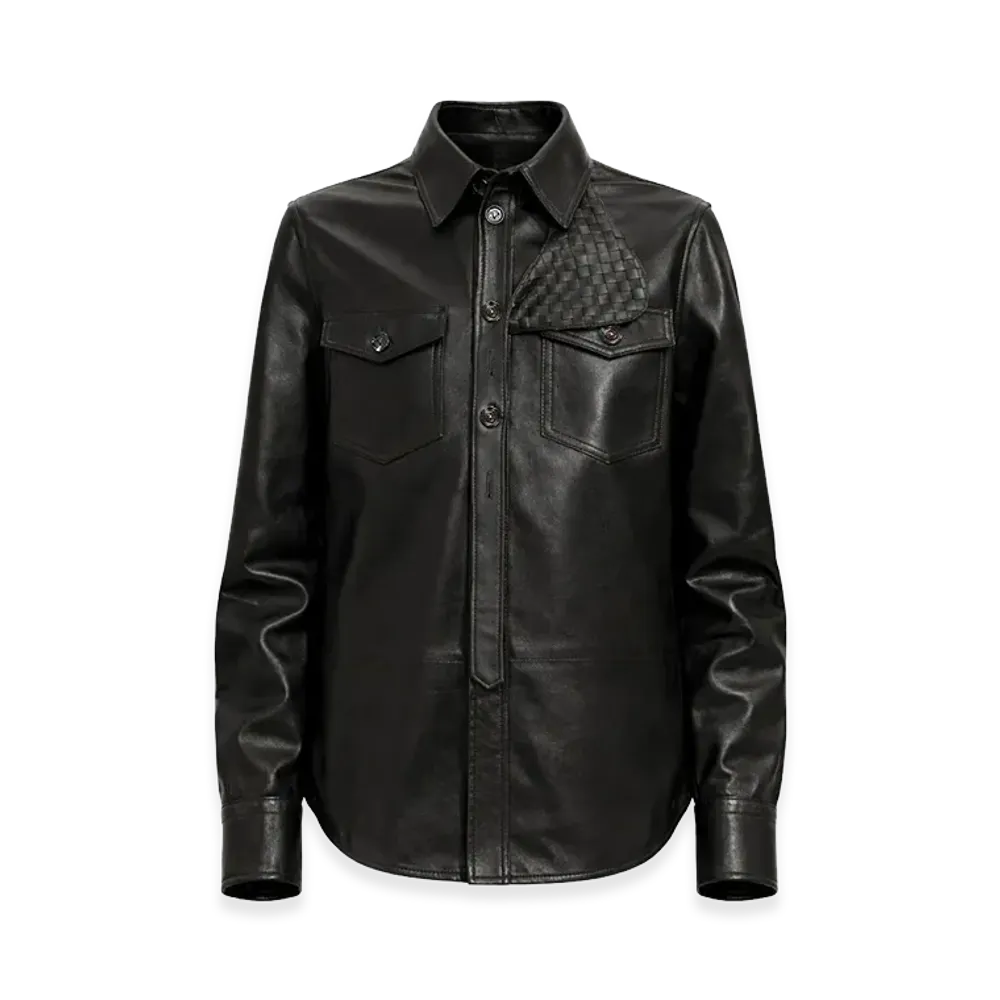 Bottega Veneta Women's Leather Shirts "Black"