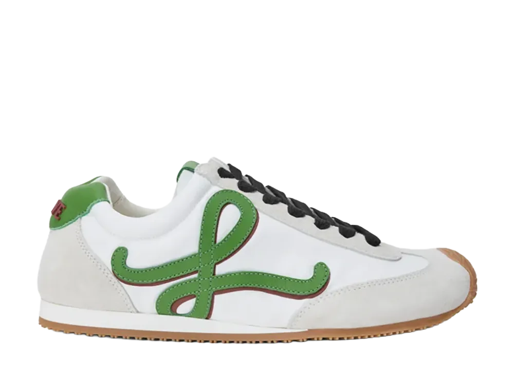 LOEWE Ballet Runner 2.0 in Nylon and Calfskin "White/Grass Green"