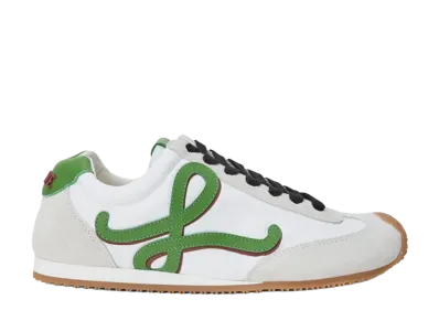 LOEWE Ballet Runner 2.0 in Nylon and Calfskin "White/Grass Green"