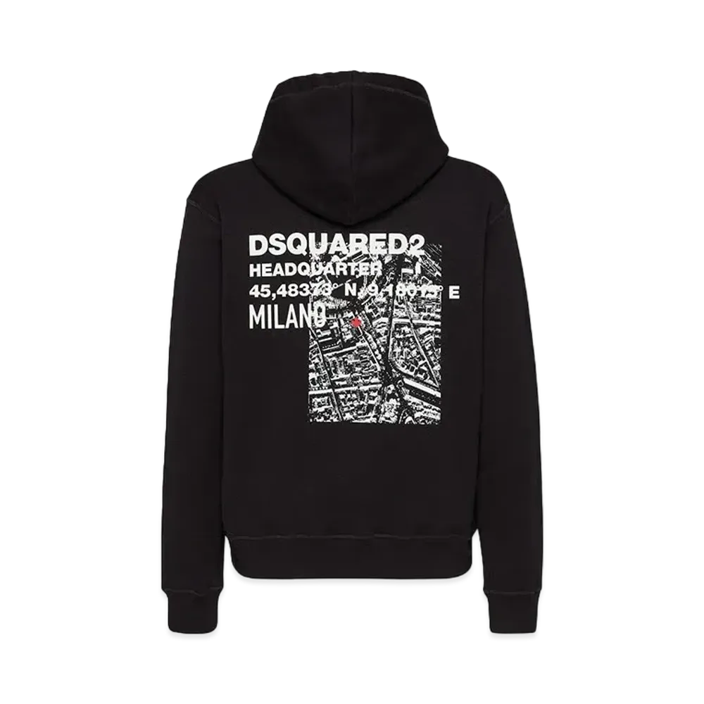 Dsquared2 Ceresio Map Cool Fit Hoodie Sweatshirt "Black"