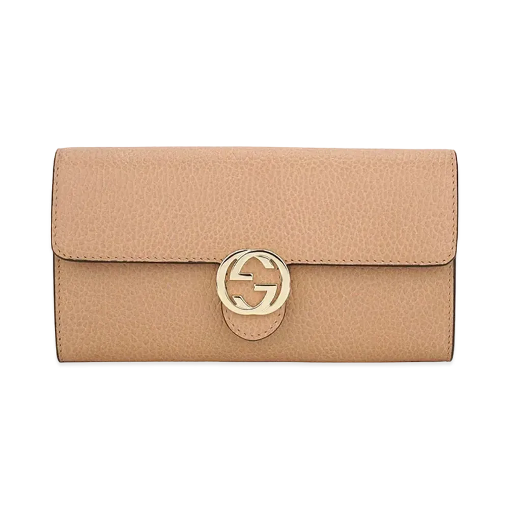 GUCCI Interlocking G Flap Wallet "Beige"
