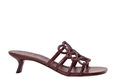 LOEWE Women's Petal Anagram Slide in Soft Calfskin "Dark Burgundy"