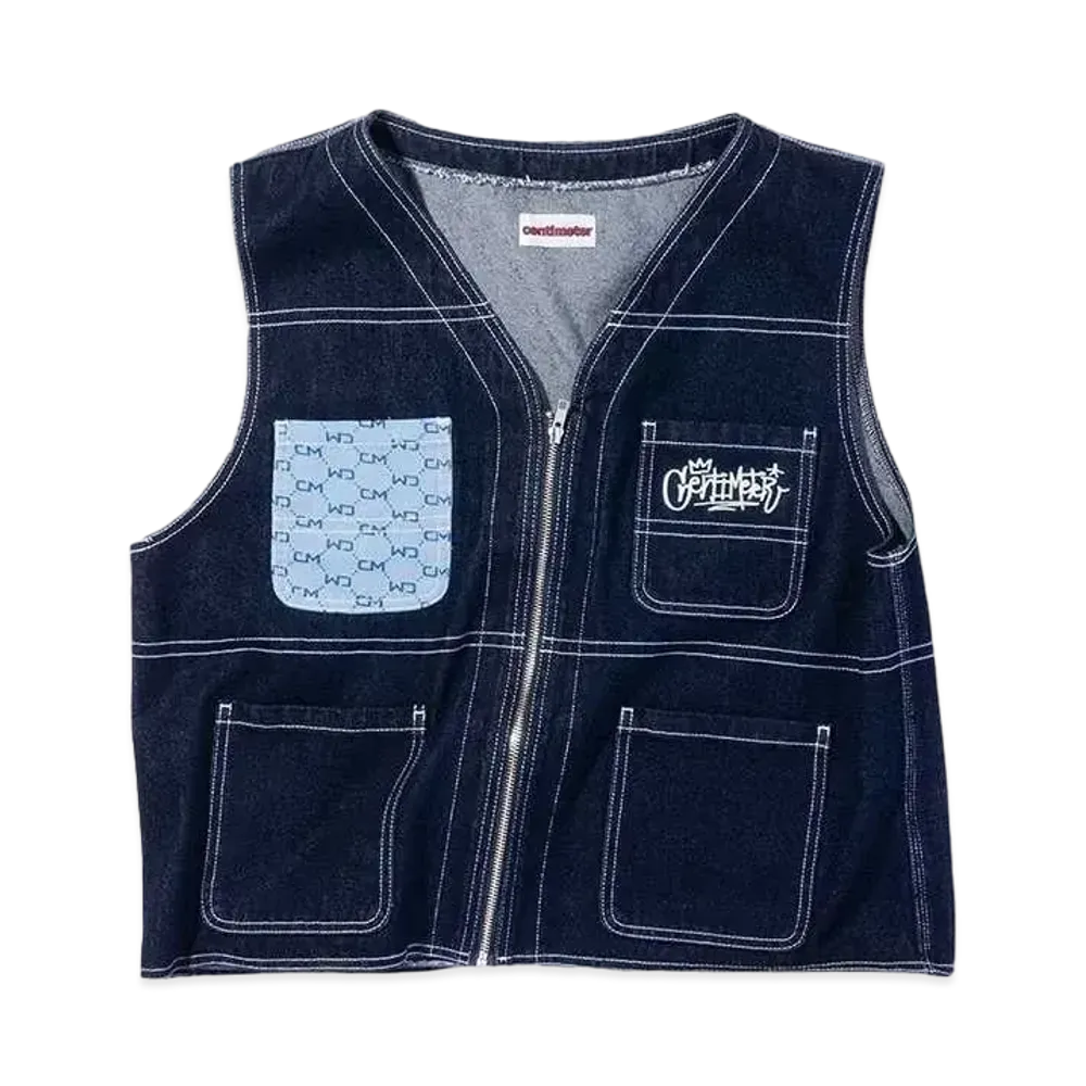 centimeter centimeter "official" denim vest "Indigo Blue"