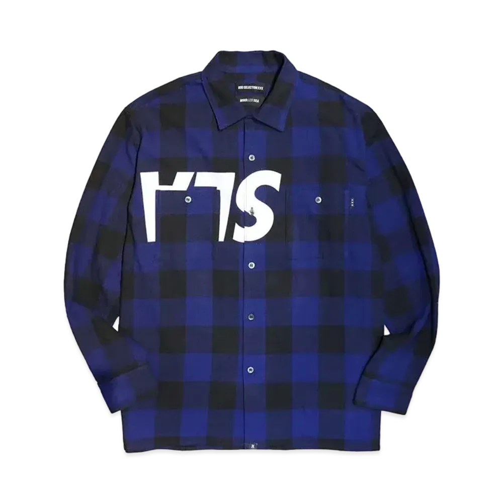 ウィンダンシー x ゴッドセレクション トリプルエックス フランネル シャツ "ブルー"