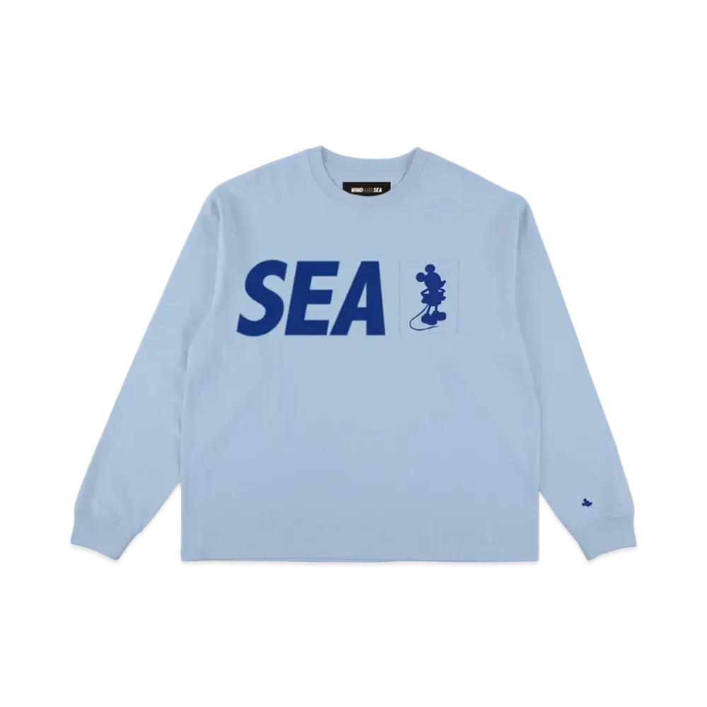 WIND AND SEA x Disney Mickey Pocket Silhouette LS Tee "L Blue"