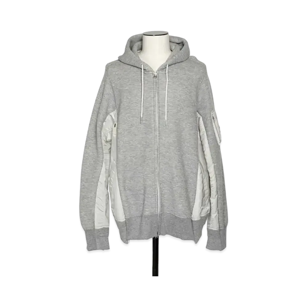 sacai Sponge Sweat x MA-1 Zip Hoodie "Grey"