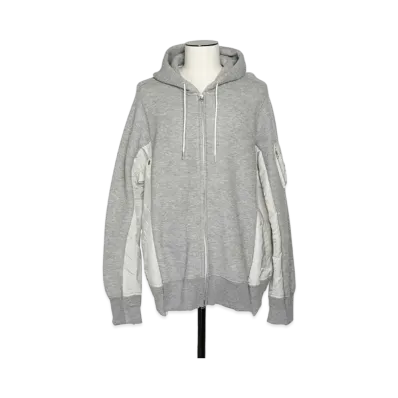 sacai Sponge Sweat x MA-1 Zip Hoodie "Grey"