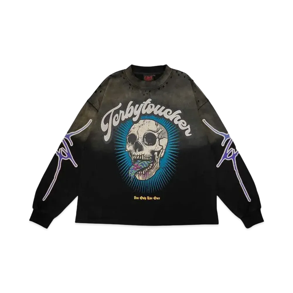 T.C.R BY TOUCHER T.C.R Y.O.L.O. FADED L/S TEE "BLACK"