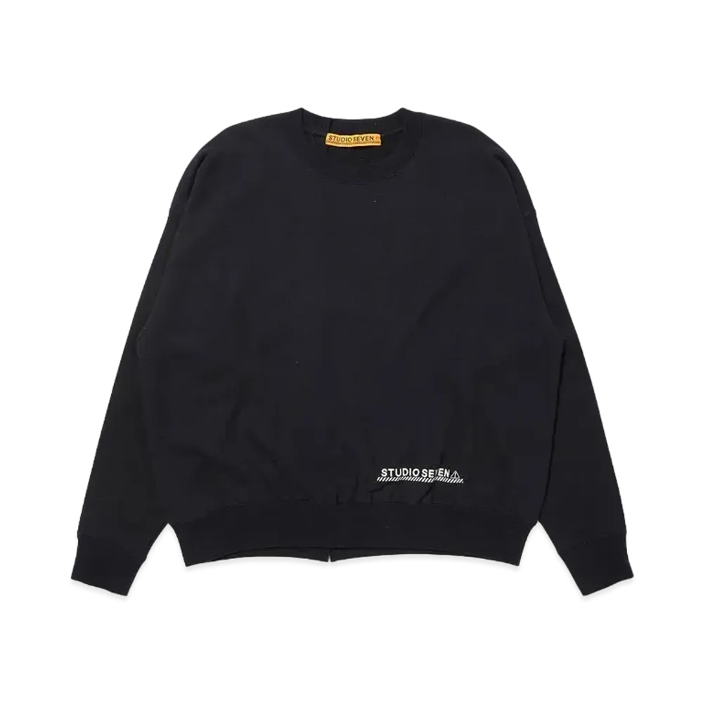 STUDIO SEVEN Cutoff Logo Crew Sweat "BLACK"