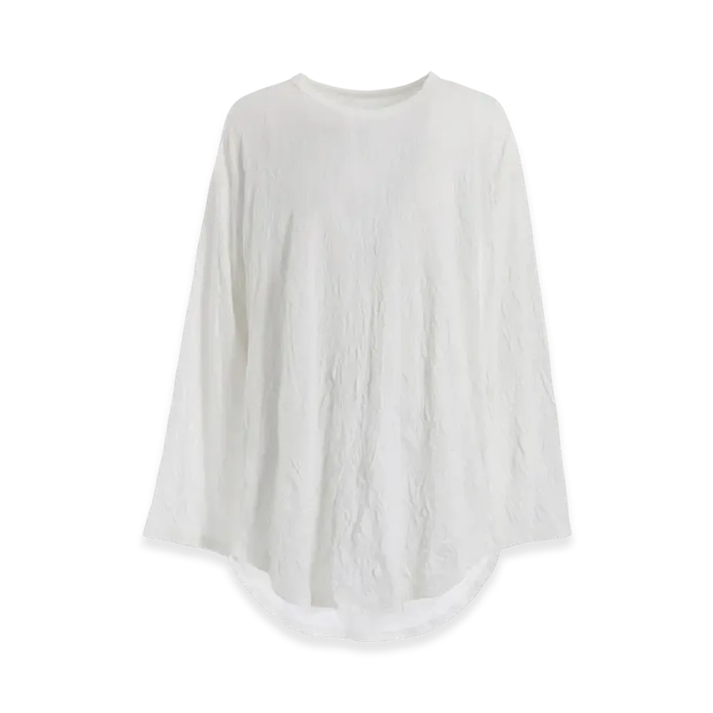 Ground Y Catch Washer Hem Round Jumbo T-Shirt Long Sleeves "White"