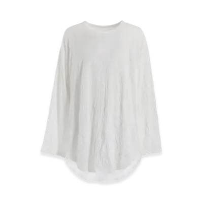 Ground Y Catch Washer Hem Round Jumbo T-Shirt Long Sleeves "White"