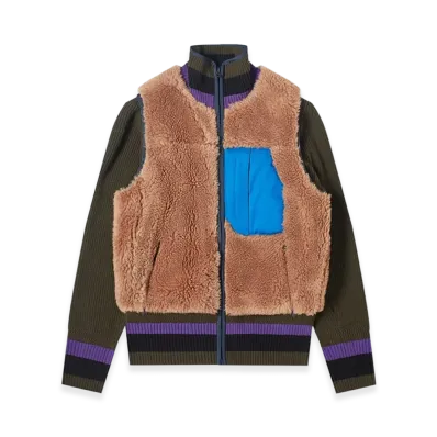 sacai Faux Shearling Knit Blouson "Brown"