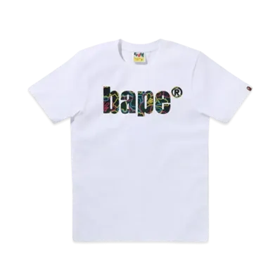 A BATHING APE Neon Camo Bape Logo Tee "White"