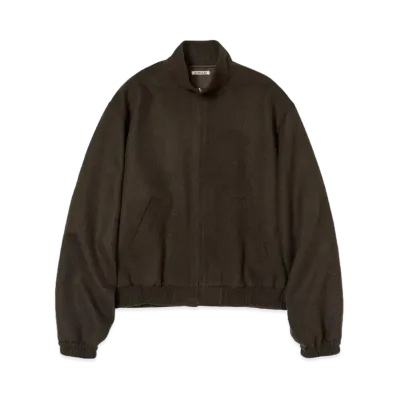 AURALEE Baby Camel Flannel Zip Blouson "Dark Brown"