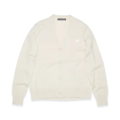 Acne Studios Keve Face V-Neck Cardigan "Cream Beige"
