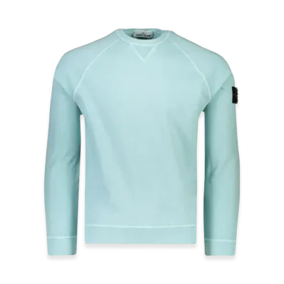 Stone Island 66360 Garment Dyed Malfile Fleece Crewneck Sweatshirt - 22SS "Aqua"