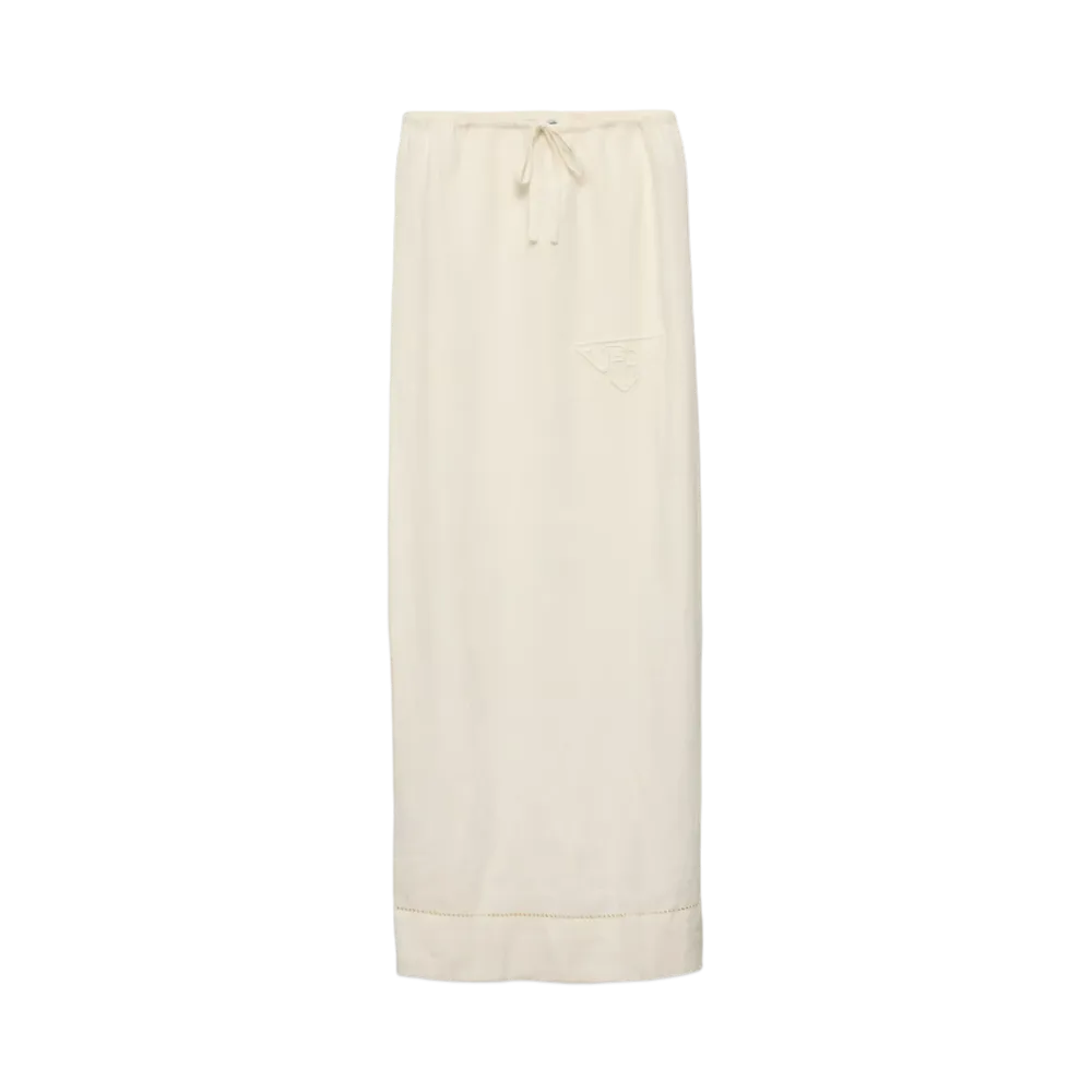 PRADA Women's Embroidered Linen Skirt "Ivory"
