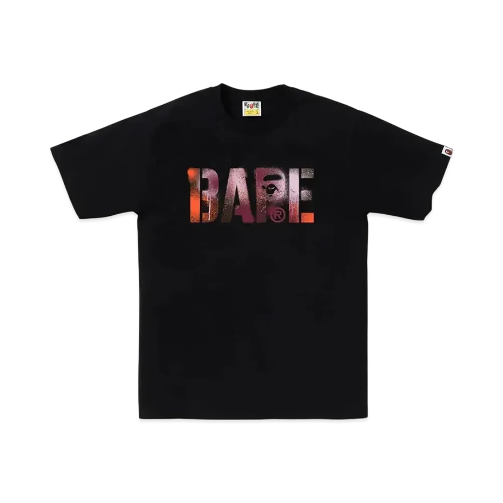 A BATHING APE Map Camo Stencil Bape Logo Tee "Black/Red"