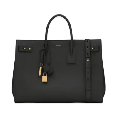 SAINT LAURENT Sac De Jour Thin Large Bag In Grained Leather "Black"