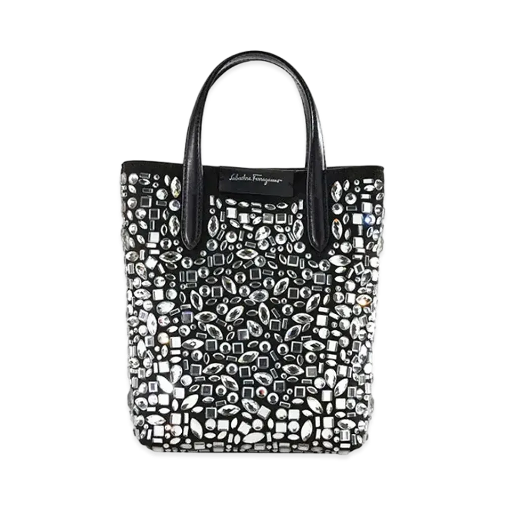 Salvatore Ferragamo Mini Tote Bag "Black/Crystal"
