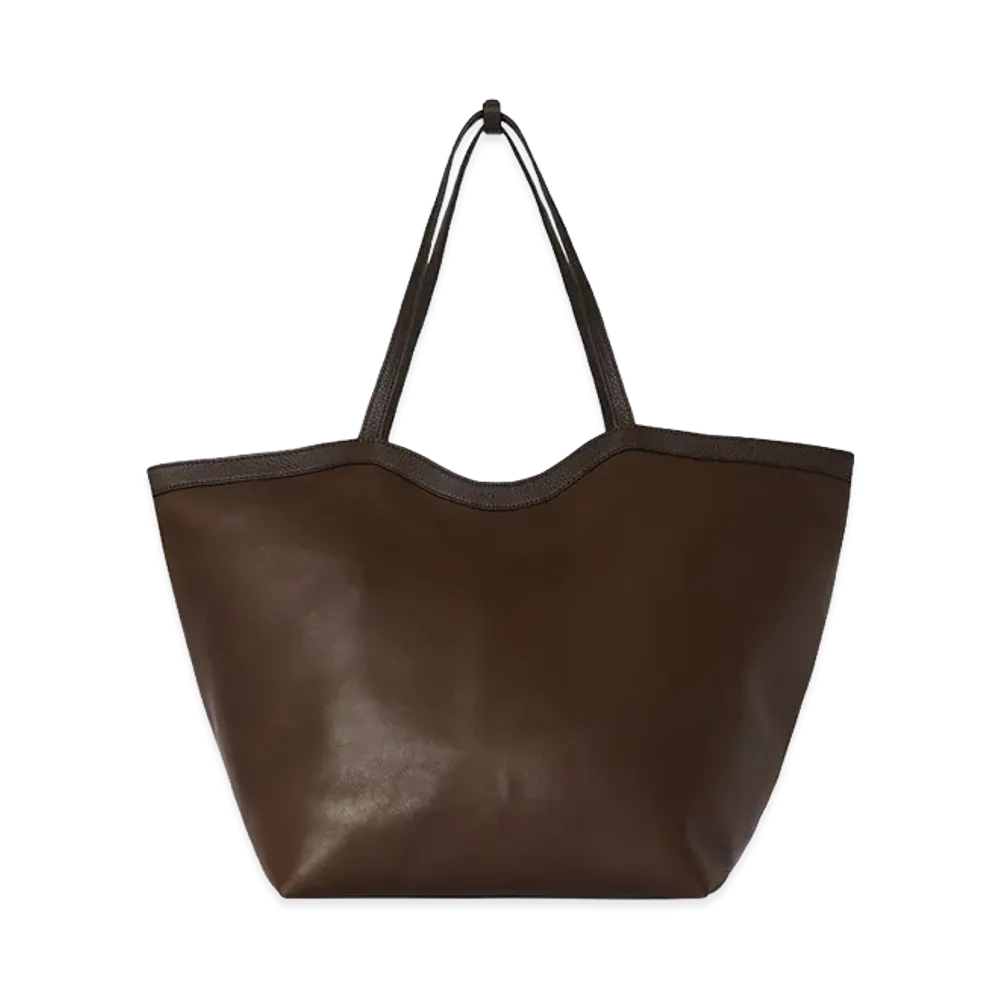 The Row Women's XL Stitched Park Leather Tote Bag "Deep Brown/Deep Brown"