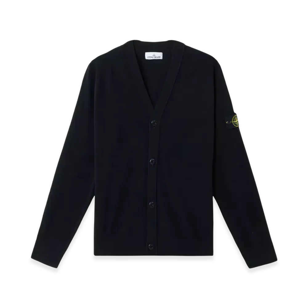 Stone Island 5100023 Light RWS Geelong Wool Oversized-Fit V-Neck Cardigan with Buttons - 25SS "Black"
