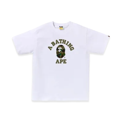 A BATHING APE College Tee "White/Green"