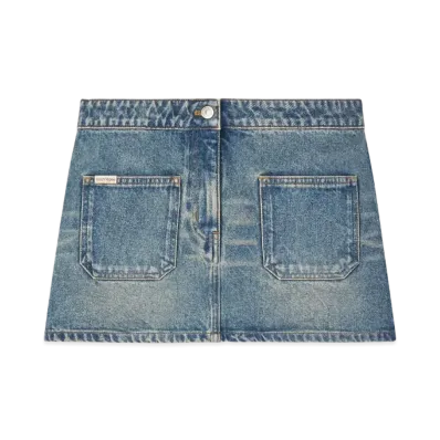 Courreges 2-Pocket Denim Mini Skirt "Vintage Medium Blue"
