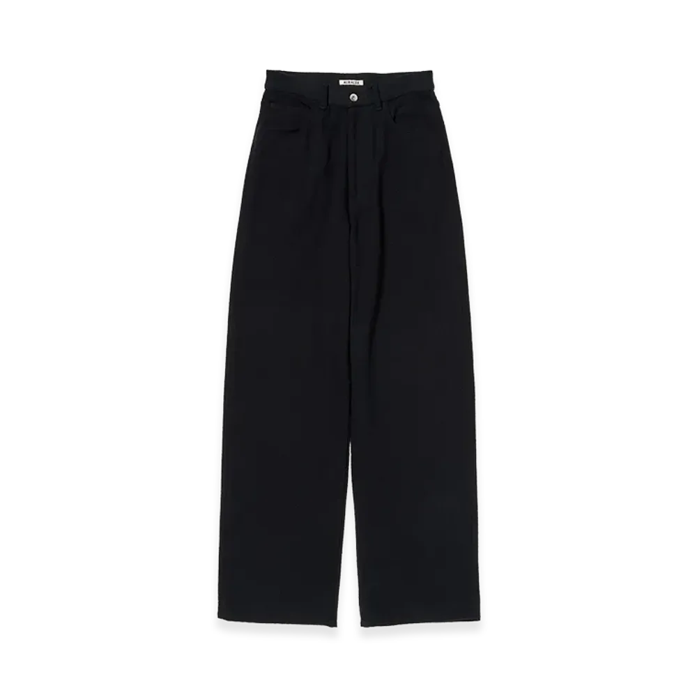AURALEE Silk Nep Denim 5P Wide Pants "Black"