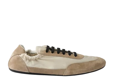 PRADA Women's Collapse Re-Nylon Suede Sneakers "Ivory/Desert Beige"
