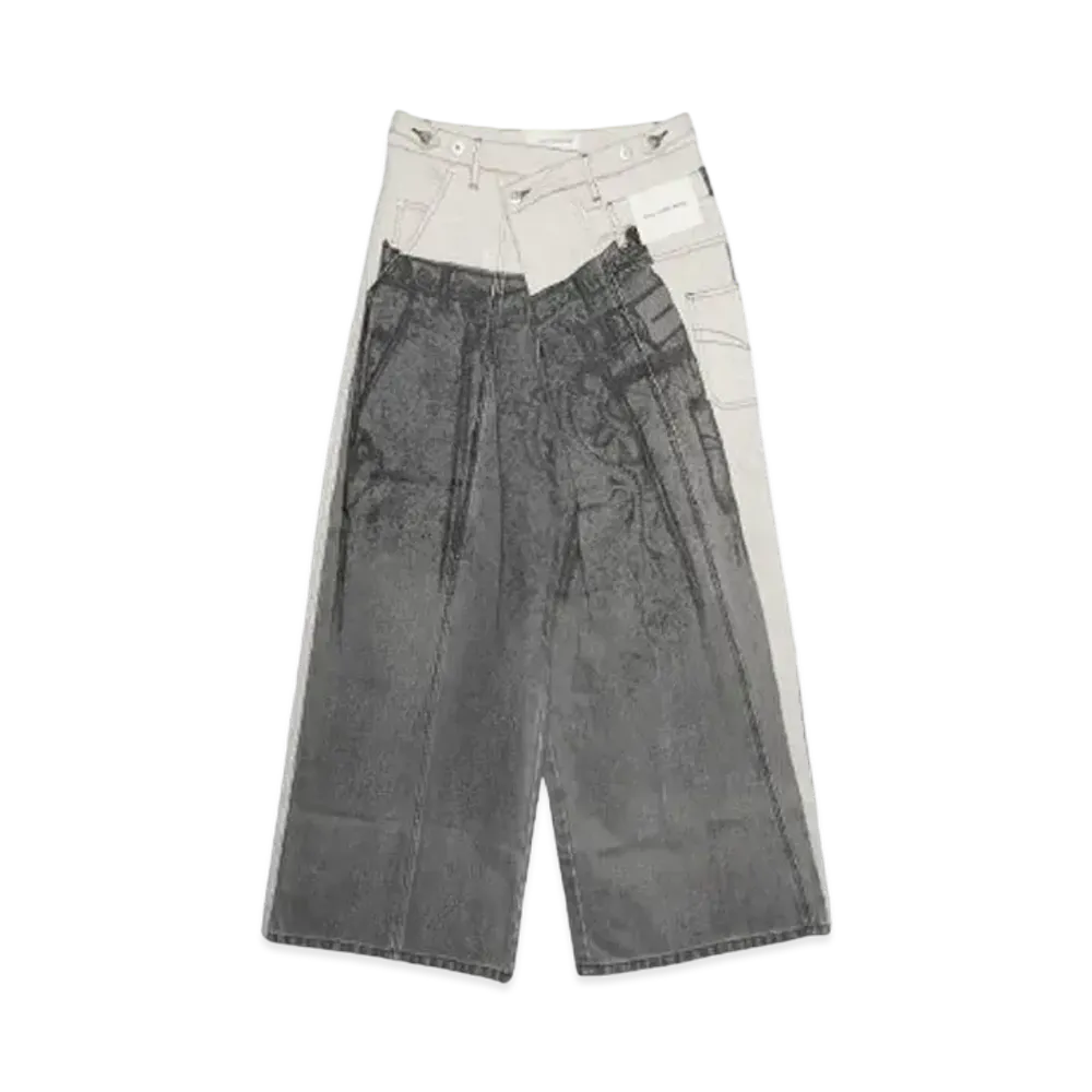 Feng Chen Wang DENIM DECONSTRUCTION PRINTED PANTS "BLACK"